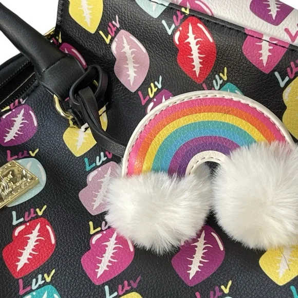 Betsey Johnson Luv Multicolor Bag Lips Kisses Crossbody Purse Cloud/Rainbow Tag - Picture 8 of 16